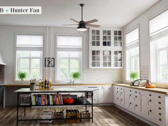 industrial chic ceiling fan in the kitchen