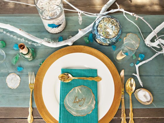 Seaside dinner party tablescape