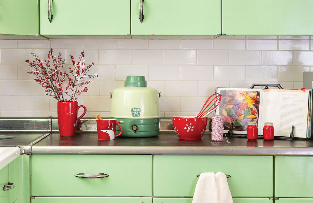 mint green vintage metal kitchen cabinets