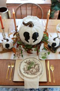 DIY Silhouette Painted Pumpkins Table Centerpiece